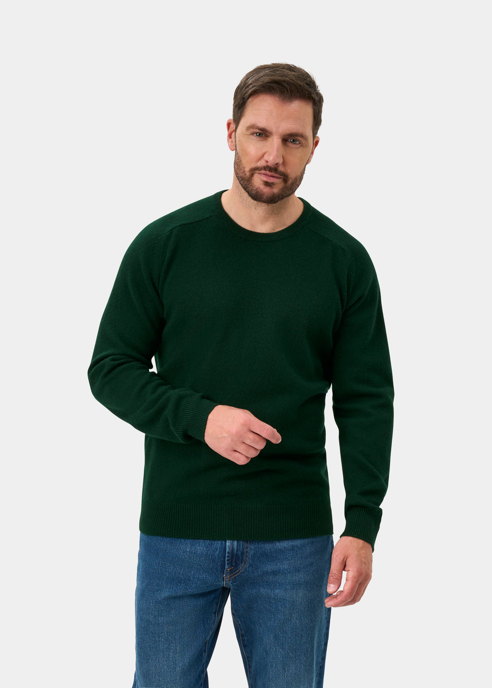 Dorset Men's Lambswool Jumper in Tartan Green - Classic Fit