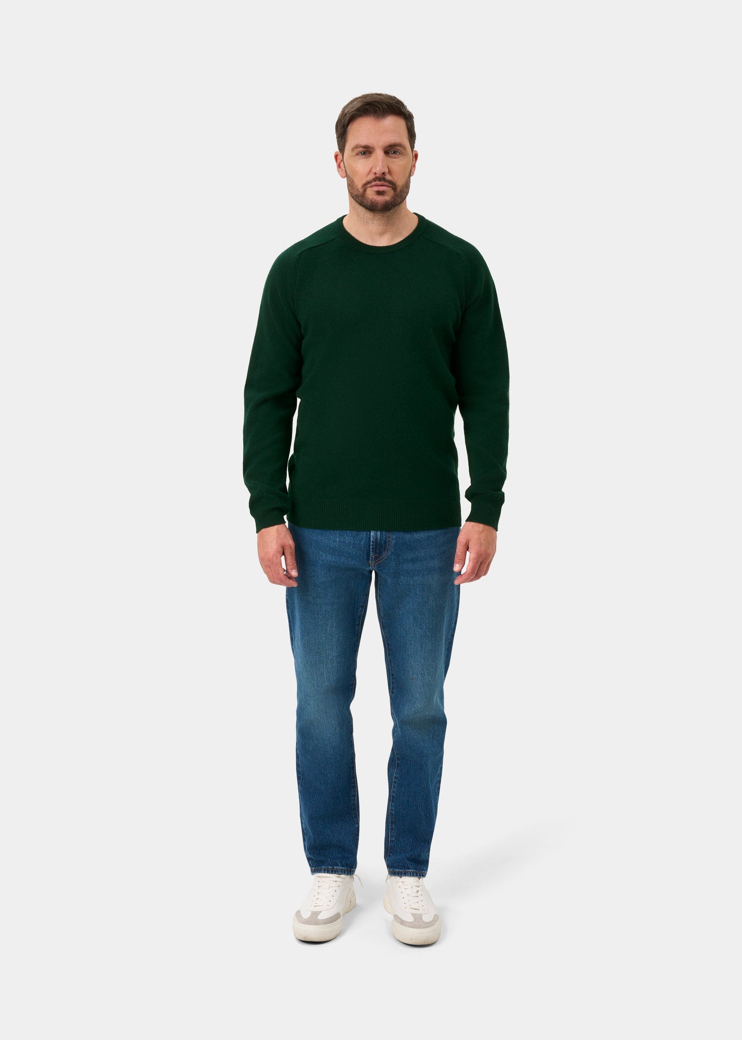 Dorset Men's Lambswool Jumper in Tartan Green - Classic Fit