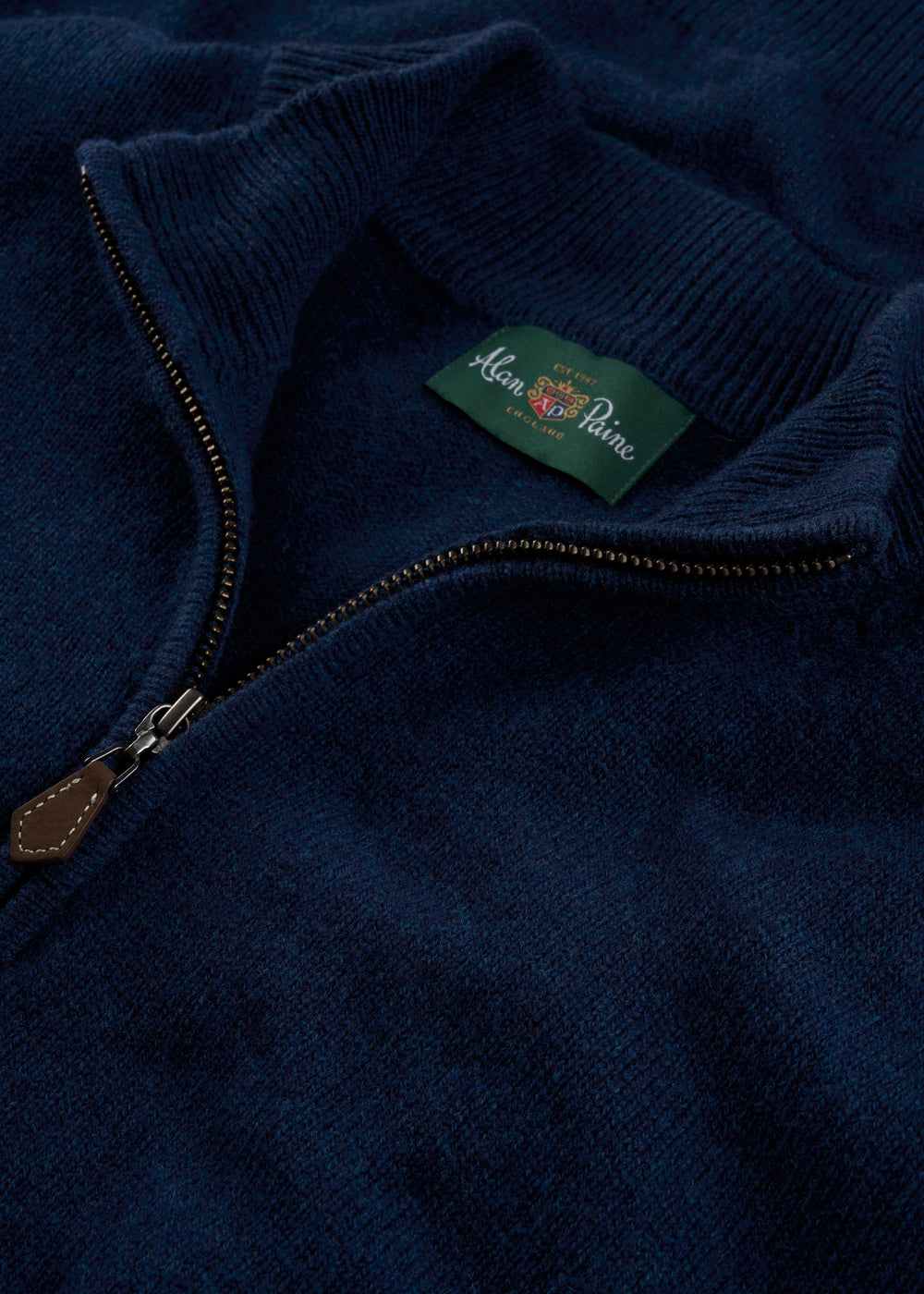 Men's Lambswool Quarter Zip Neck Jumper in Indigo
