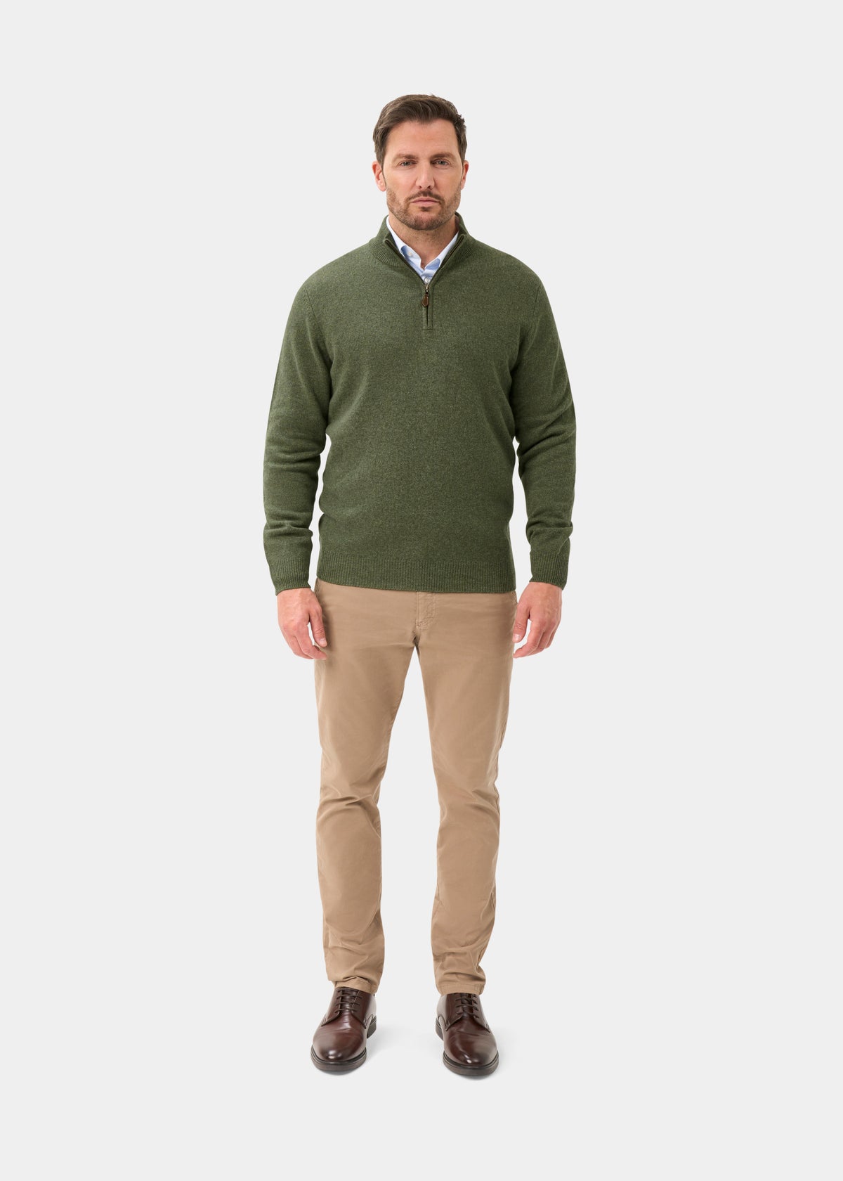 Men's Lambswool Quarter Zip Neck Jumper in Landscape