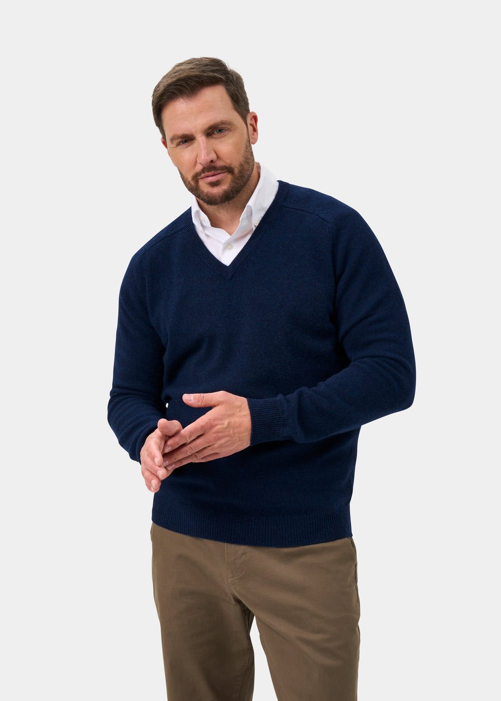 Kilsyth Lambswool V-Neck Jumper In Indigo - Regular Fit