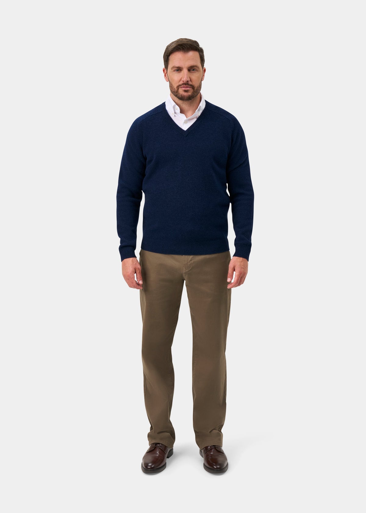Kilsyth Lambswool V-Neck Jumper In Indigo - Regular Fit