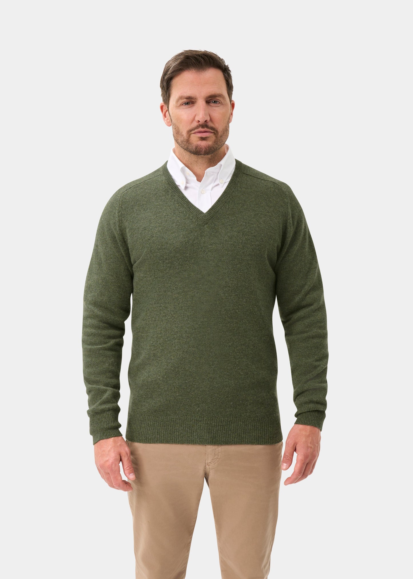 Men's Lambswool Vee Neck Jumper in Landscape