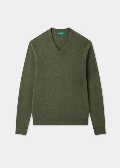 Men's Lambswool Vee Neck Jumper in Landscape