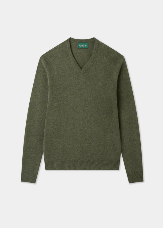 Men's Lambswool Vee Neck Jumper in Landscape
