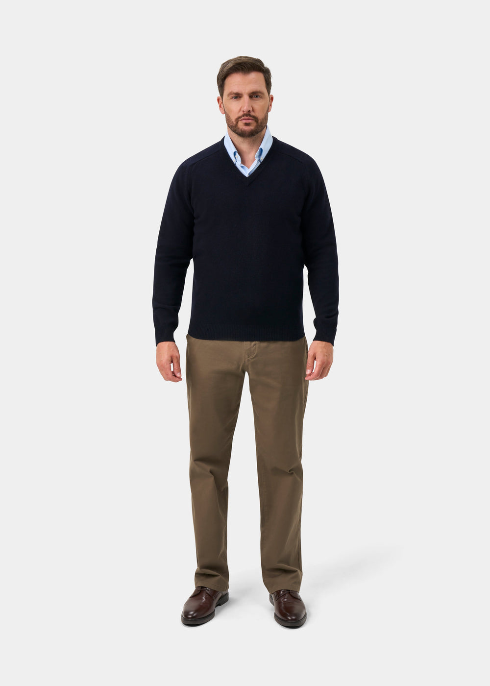 Kilsyth Lambswool V-Neck Jumper In Navy - Regular Fit