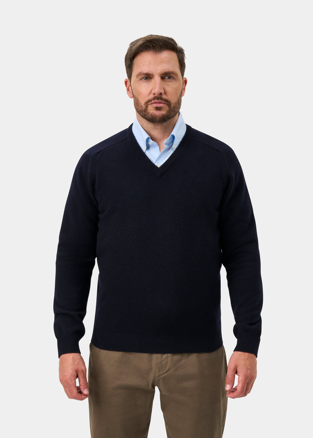 Kilsyth Lambswool V-Neck Jumper In Navy - Regular Fit