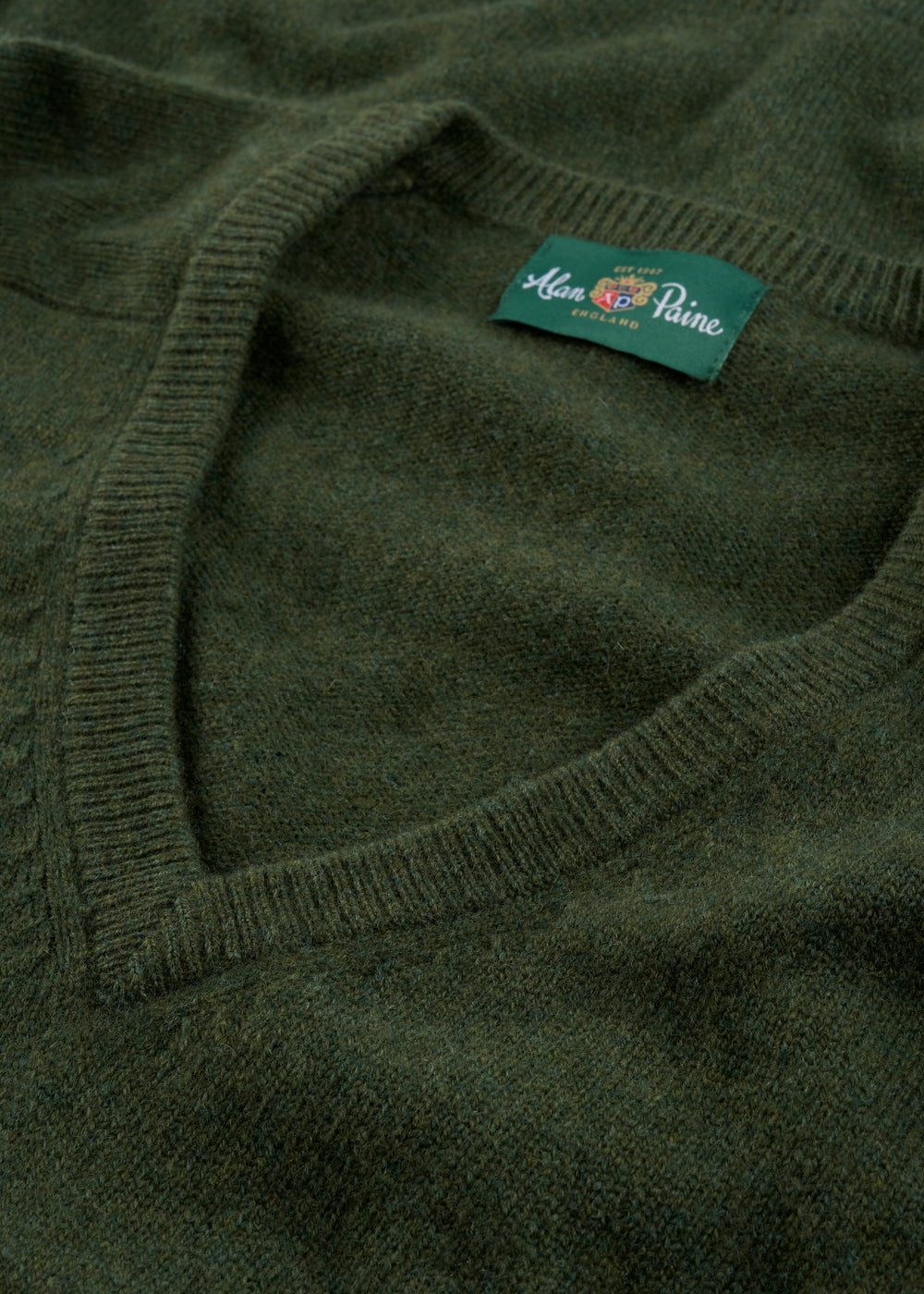 Men's Lambswool Vee Neck Jumper in Rosemary