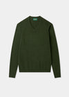 Men's Lambswool Vee Neck Jumper in Rosemary