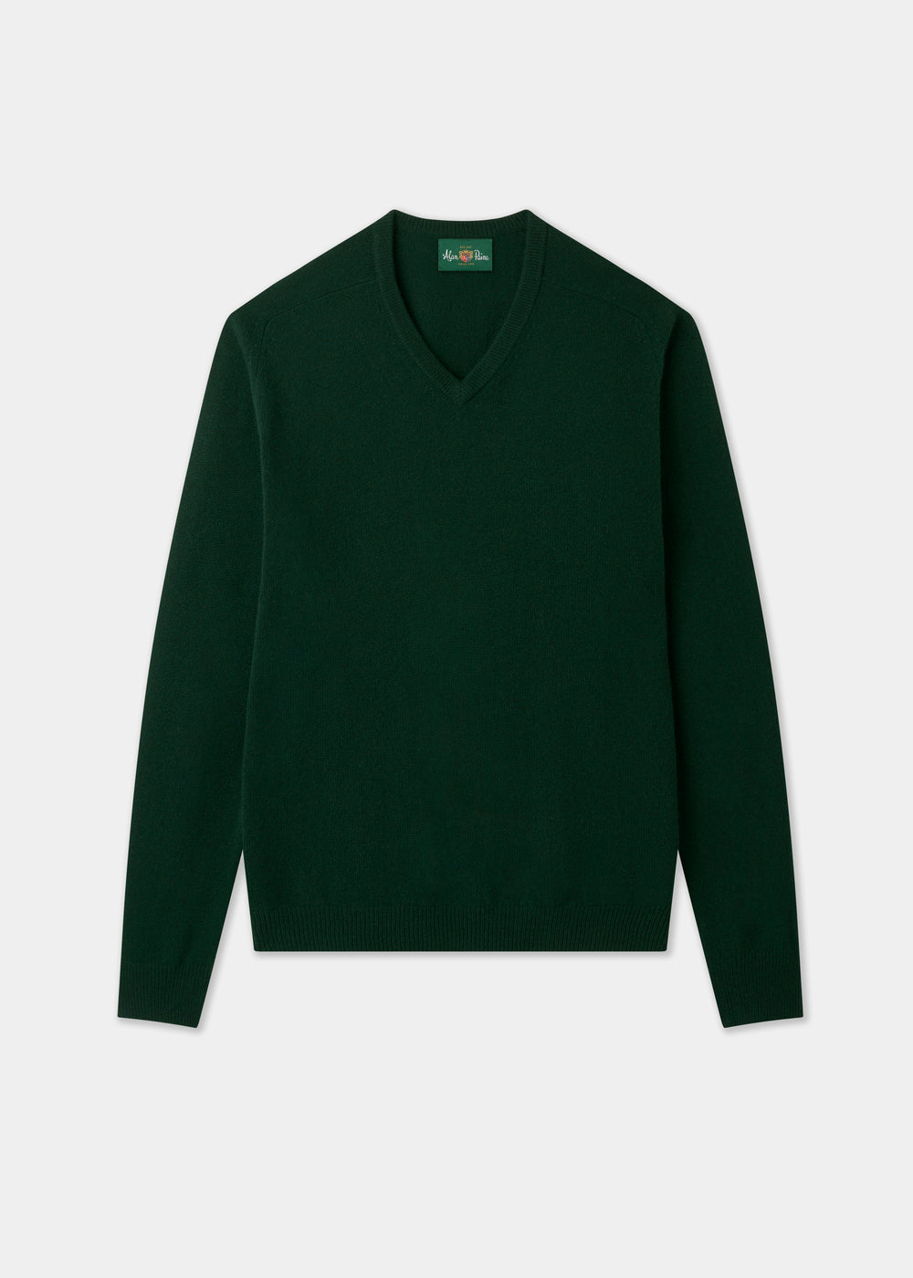 Men's Lambswool Vee Neck Jumper in Tartan Green