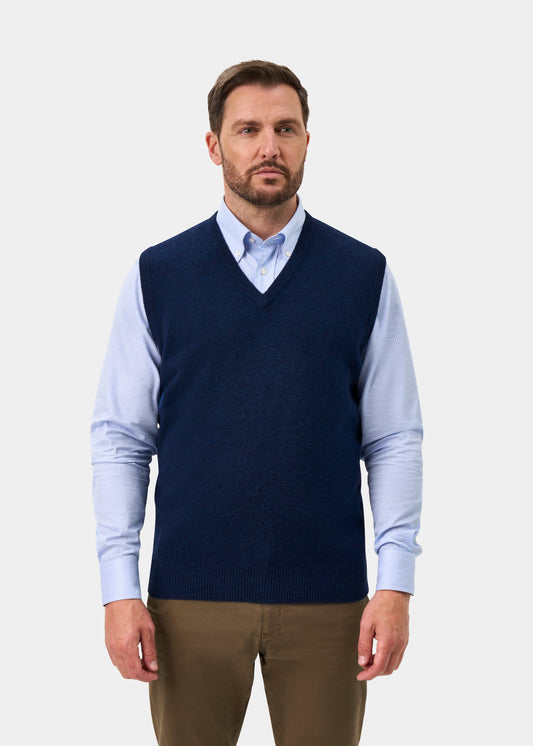 Norfolk Lambswool V-Neck Slipover In Indigo - Classic Fit