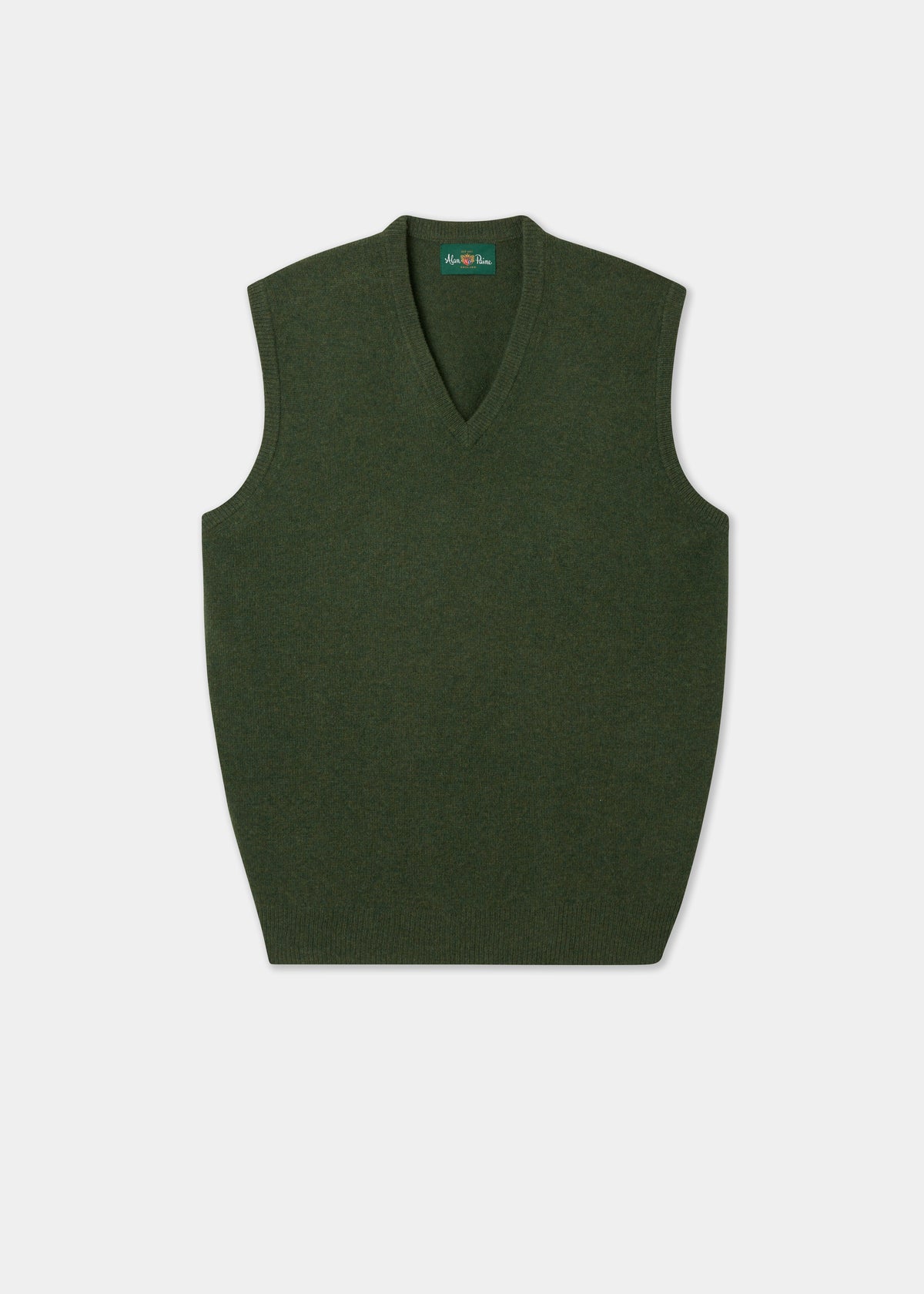 Men's Lambswool Slipover Vee Neck Jumper in Rosemary