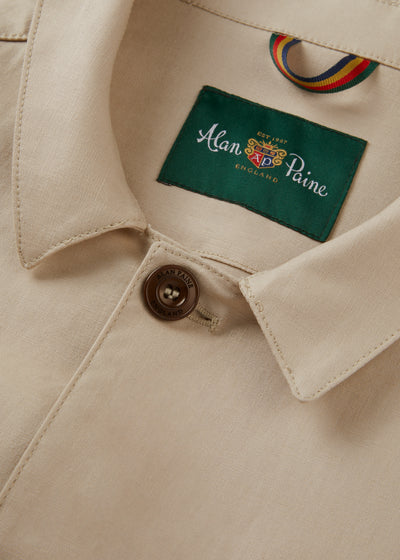 Men's Linen Cotton Shacket in Beige