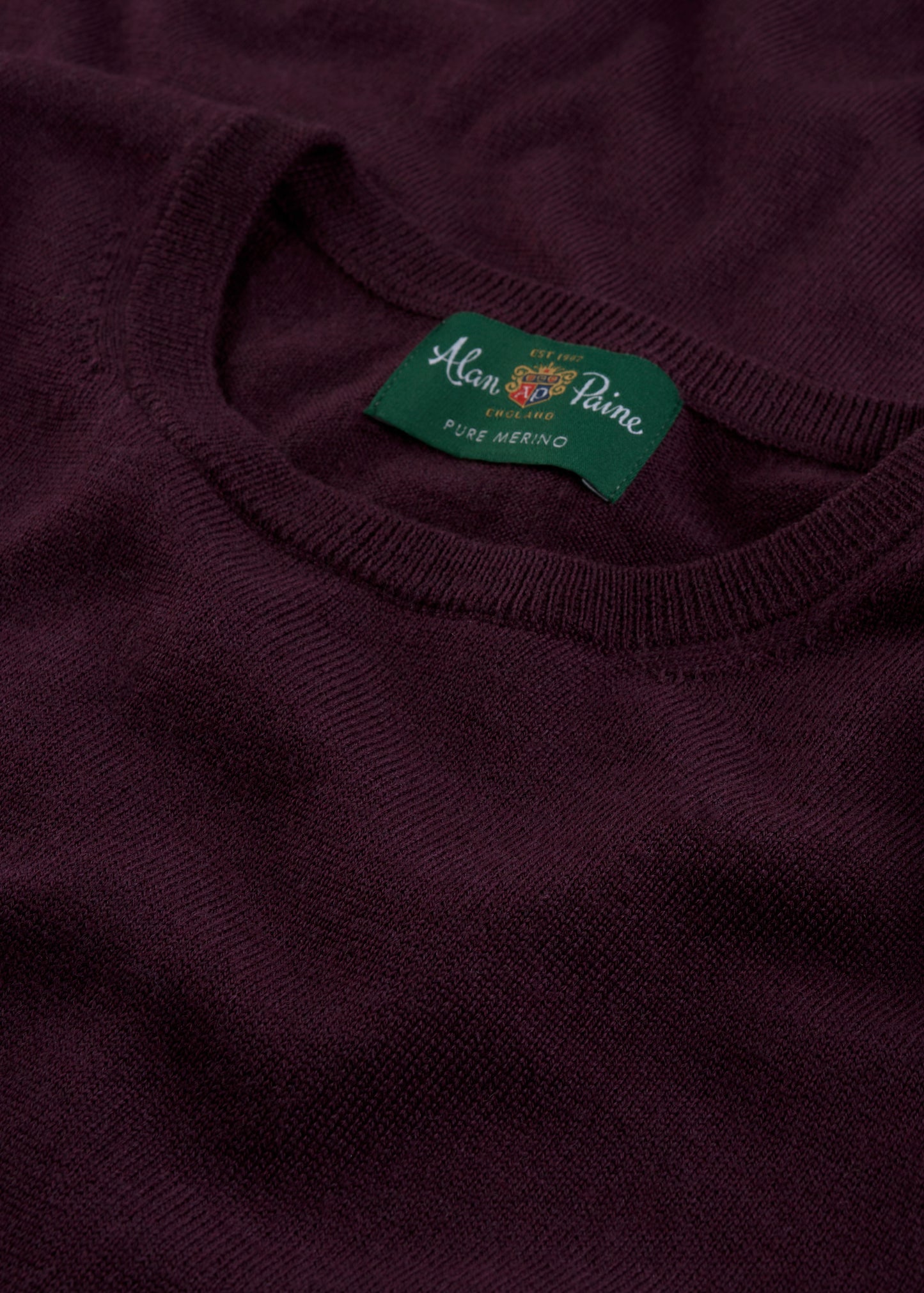 Men's Merino Wool Crew Neck Jumper in Black Grape