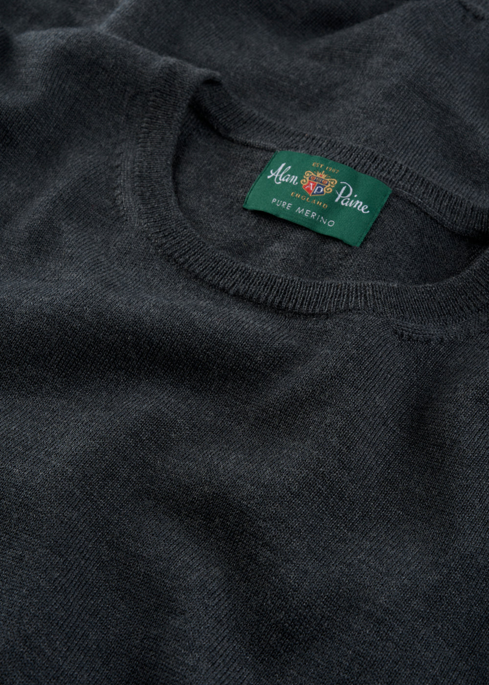 Men's Merino Wool Crew Neck Jumper in Charcoal