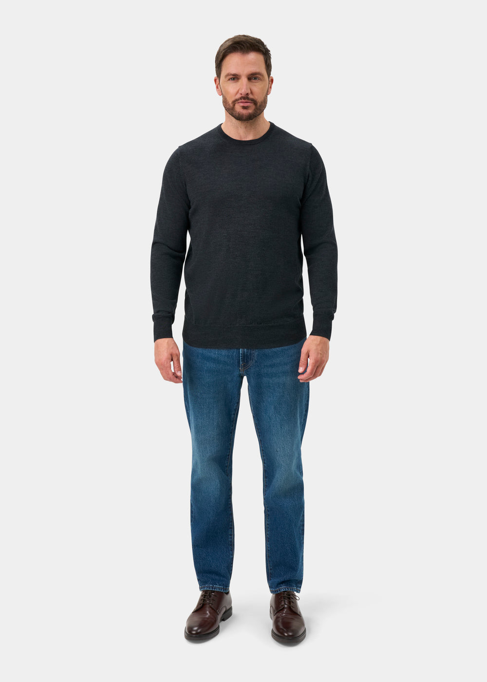 Radstone Men's Merino Wool Jumper in Charcoal - Regular Fit