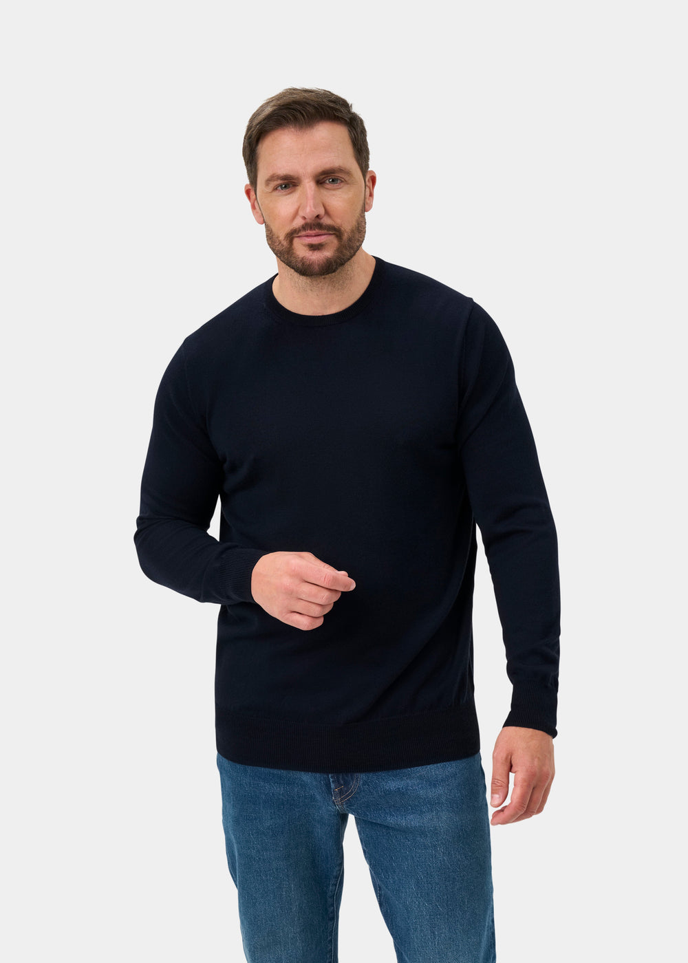 Radstone Jersey De Cuello Redondo De Lana Merino En Dark Navy - Corte Regular