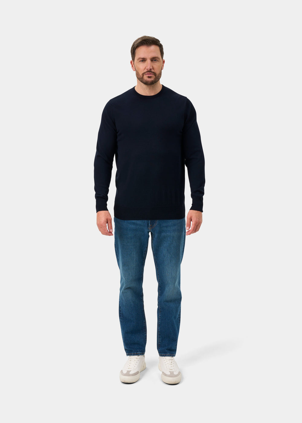 Radstone Jersey De Cuello Redondo De Lana Merino En Dark Navy - Corte Regular