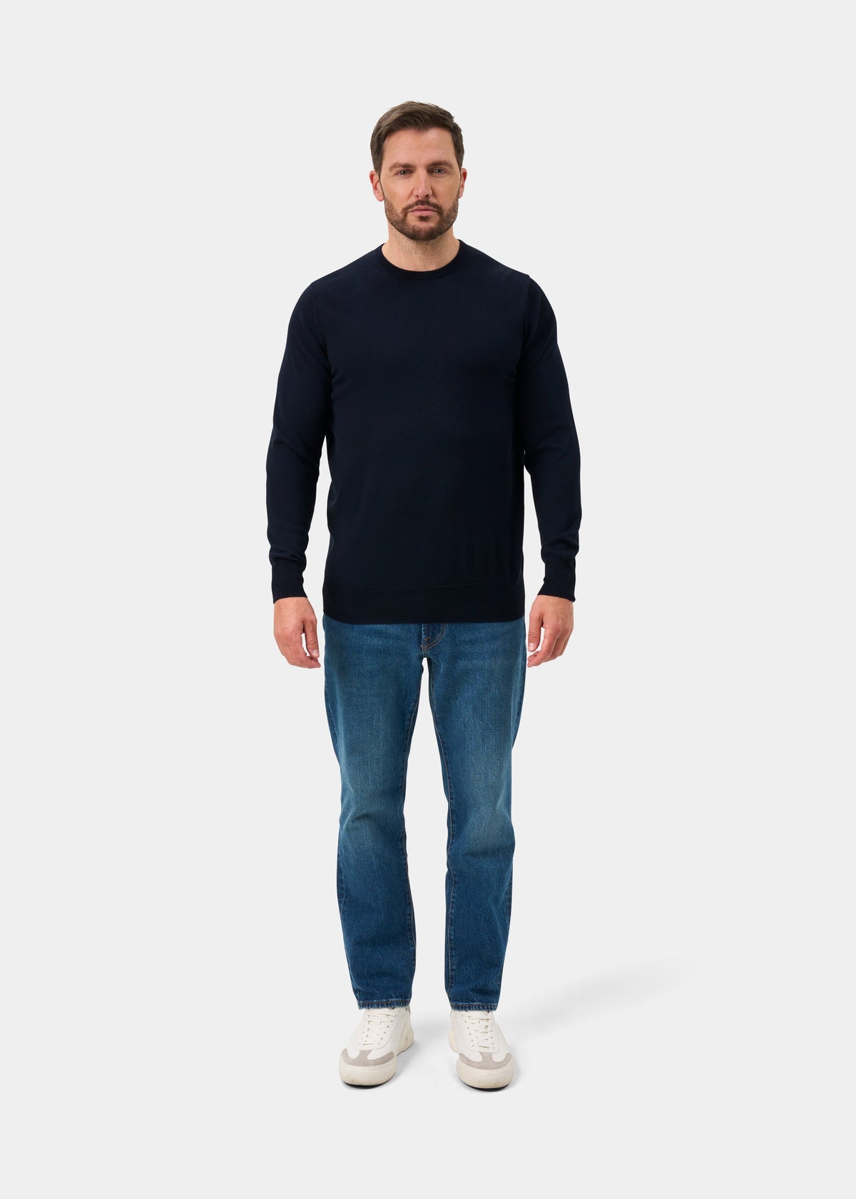 Radstone Jersey De Cuello Redondo De Lana Merino En Dark Navy - Corte Regular