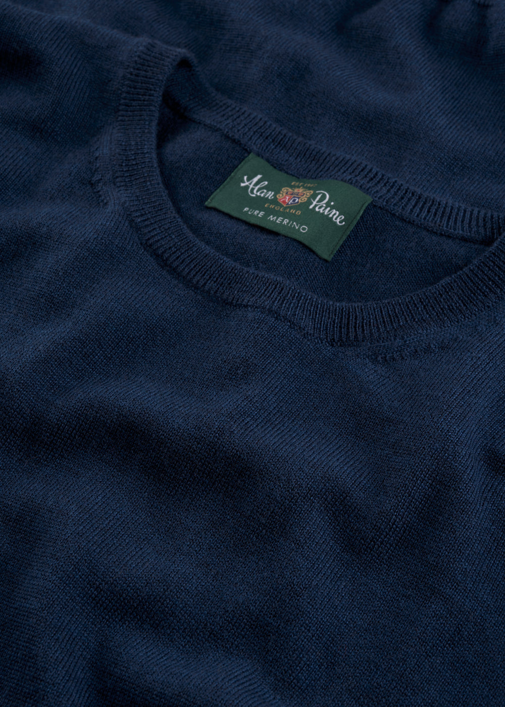 Men's Merino Wool Crew Neck Jumper in Indigo