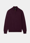 Men's Merino Wool Quarter Zip Neck Jumper in Black Grape
