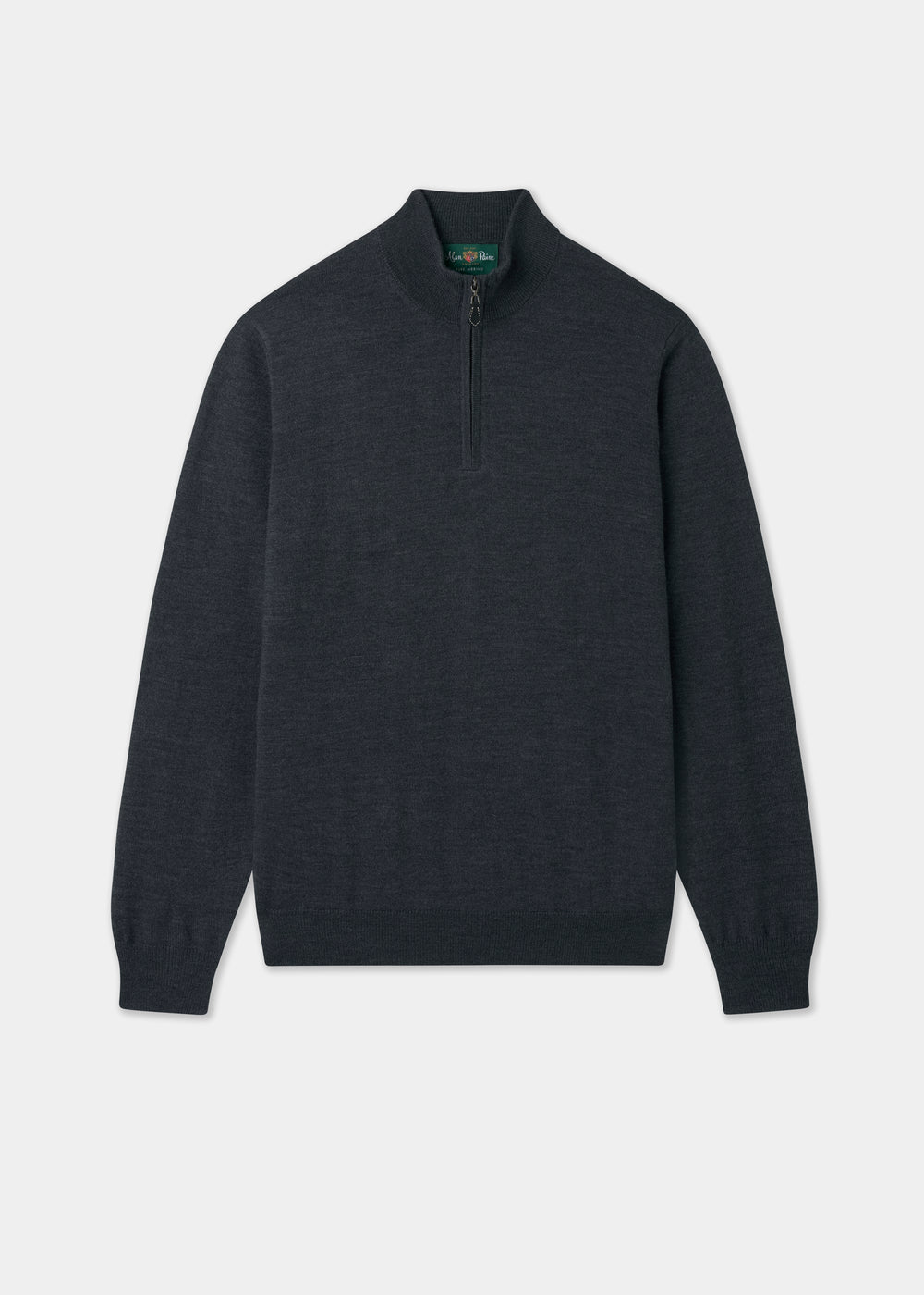 Men's Merino Wool Quarter Zip Neck Jumper in Charcoal