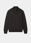 Men's Merino Wool Quarter Zip Neck Jumper in Dark Brown