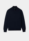 Barton Merino Wool 1/4 Zip Mock Jumper in Dark Navy - Regular Fit