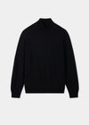 Men's Merino Wool Roll Neck Jumper in Black