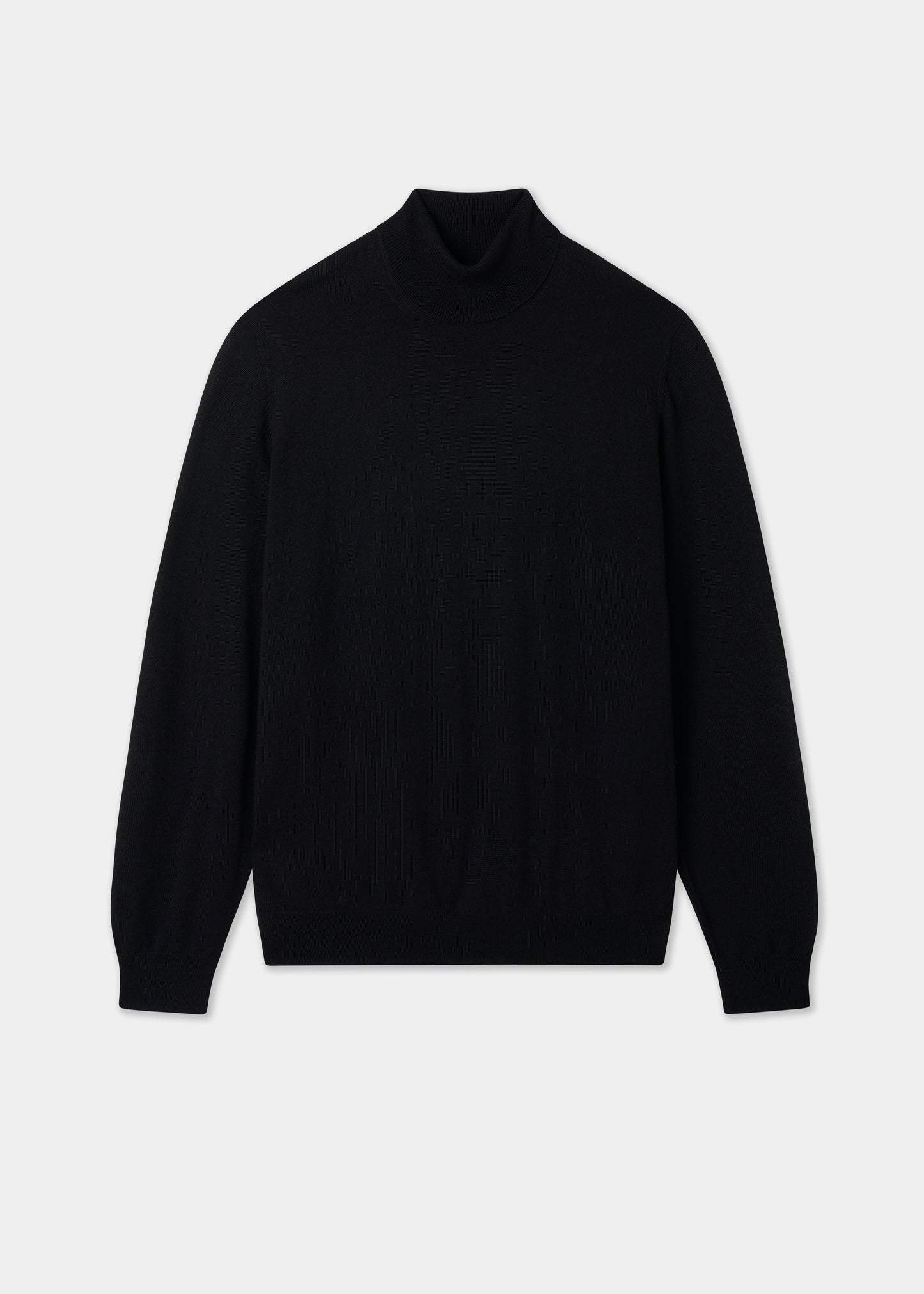 Men's Merino Wool Roll Neck Jumper in Black