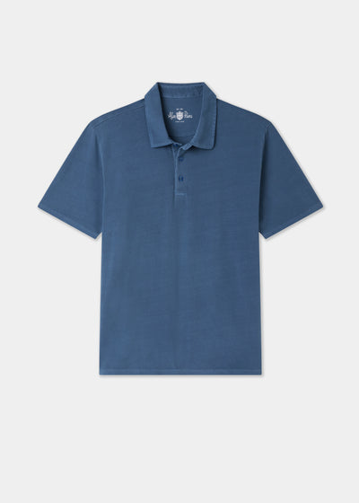 Men's Pique Cotton Polo Shirt in Blue