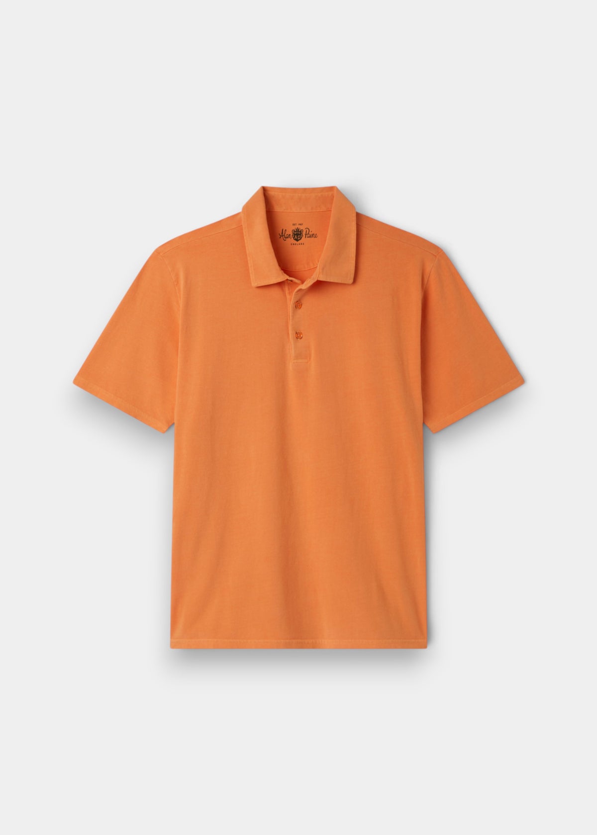 Polo de algodón con tinte desteñido Tutbury en naranja - Corte regular
