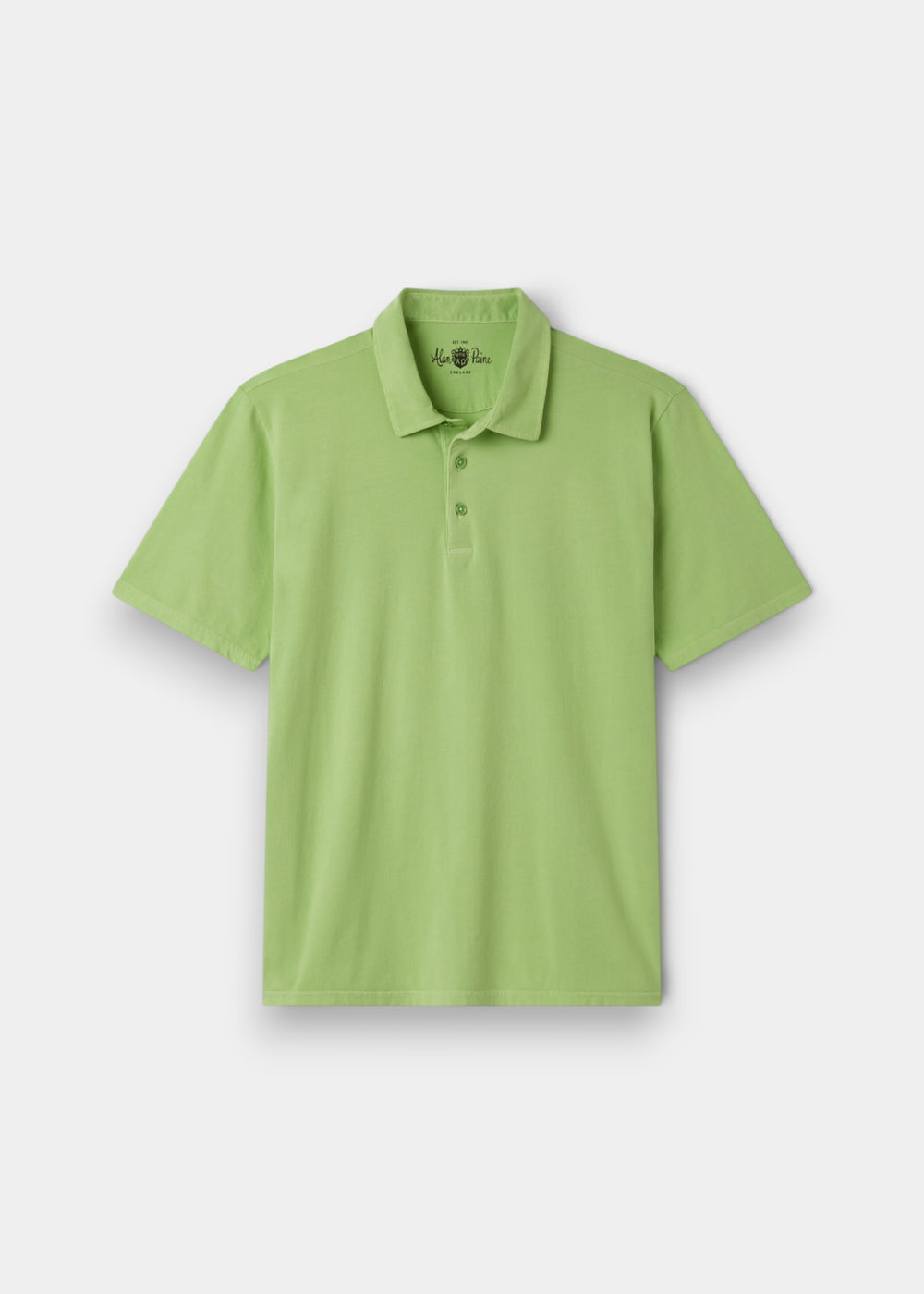 Camiseta Polo Tutbury de Algodón con Teñido Deslavado en Verde Lima - Corte Regular