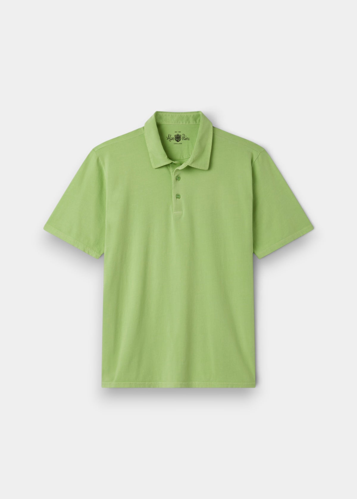 Camiseta Polo Tutbury de Algodón con Teñido Deslavado en Verde Lima - Corte Regular