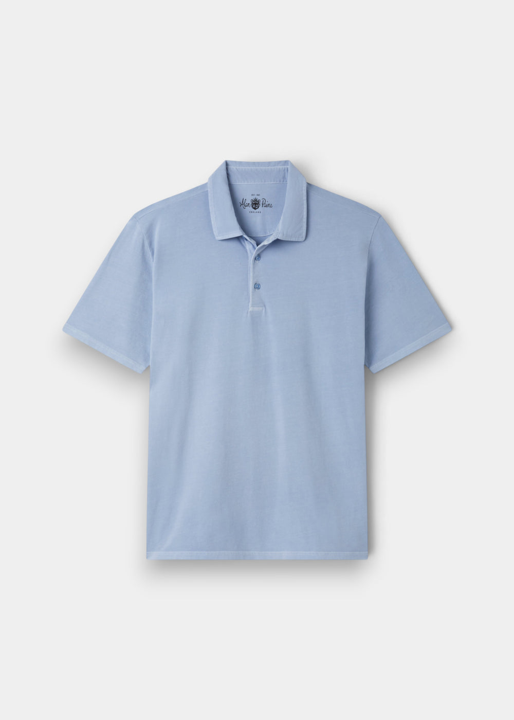 Polo de algodón con tinte desteñido Tutbury en azul claro - Corte regular