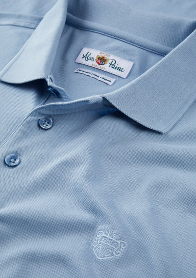 Men's Pique Cotton Polo Shirt in Light Blue