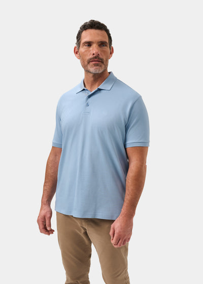 Men's Pique Cotton Polo Shirt in Light Blue
