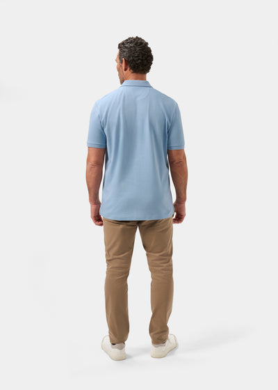 Men's Pique Cotton Polo Shirt in Light Blue