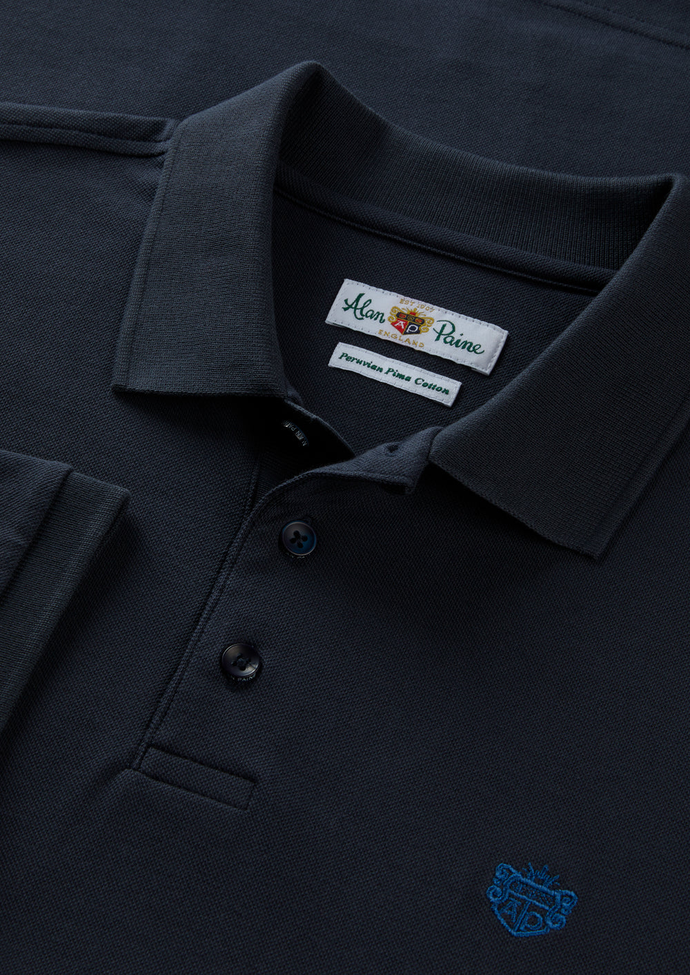 Men's Pique Cotton Polo Shirt in Navy