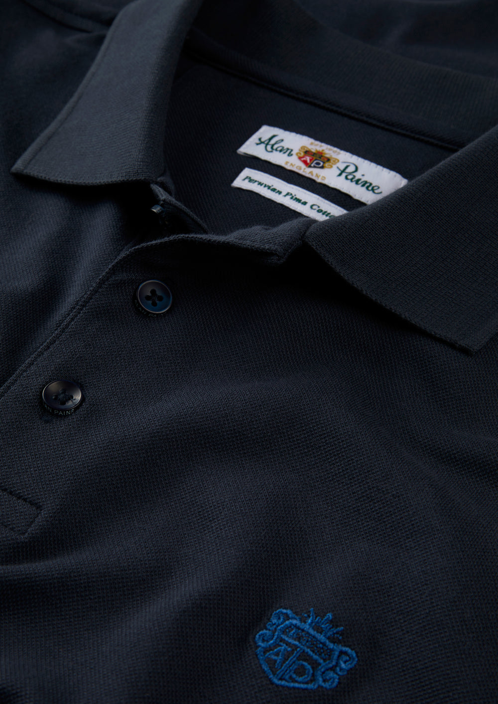 Men's Pique Cotton Polo Shirt in Navy