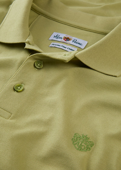 Men's Pique Cotton Polo Shirt in Olive Green