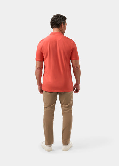 Men's Pique Cotton Polo Shirt in Orange