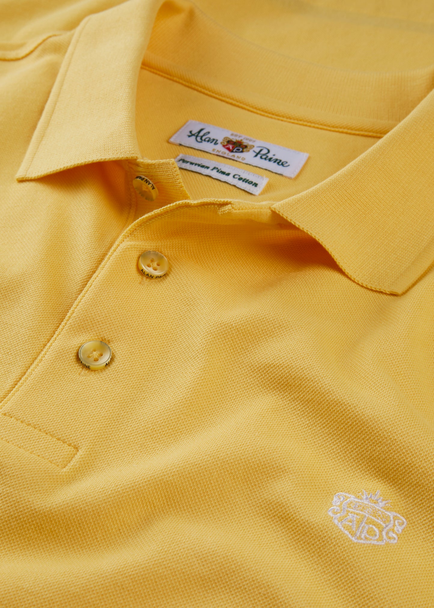 Men's Pique Cotton Polo Shirt in Yellow