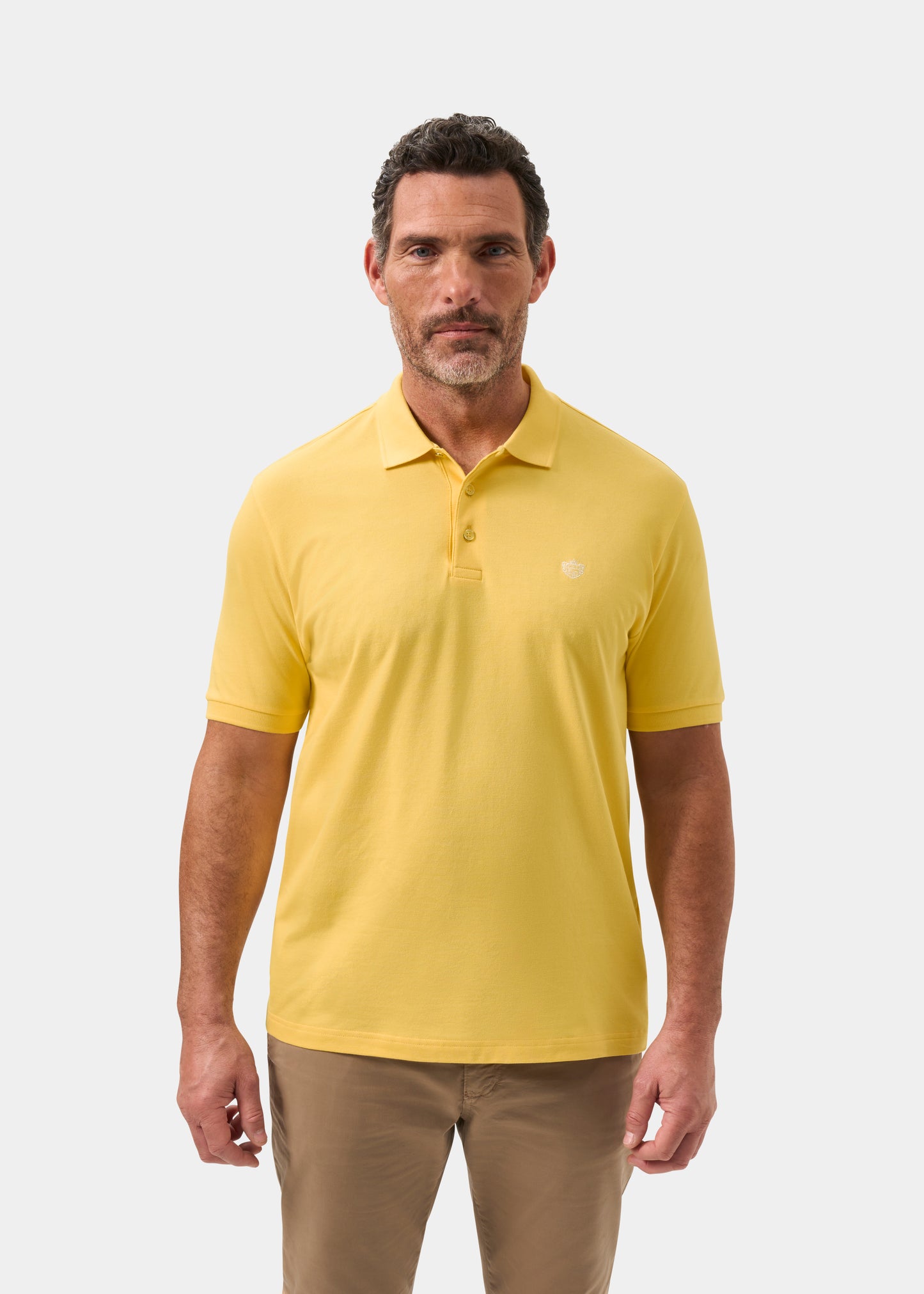 Men's Pique Cotton Polo Shirt in Yellow
