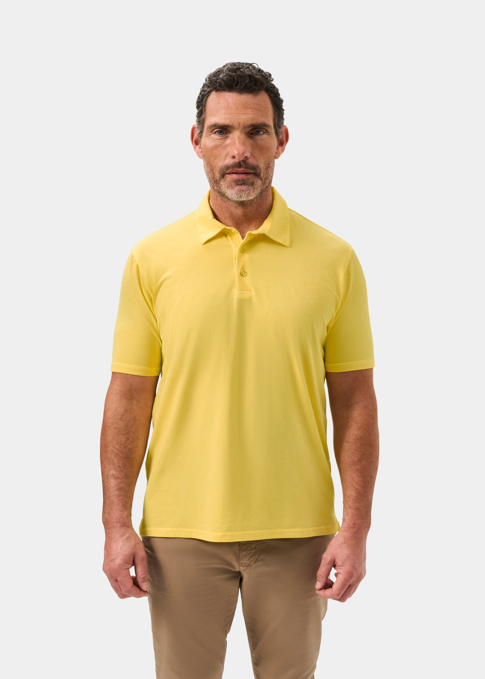 Men's Pique Cotton Polo Shirt in Yellow