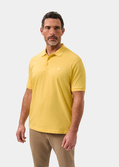 Men's Pique Cotton Polo Shirt in Yellow