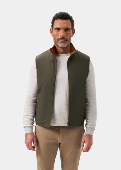 Men's Polyester Reversible Gilet in Green and Orange