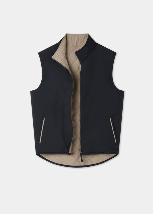 Men's Polyester Reversible Gilet in Navy and Beige