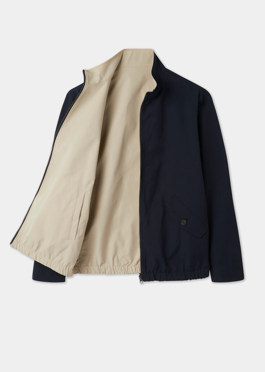 Men's Polyester Reversible Bomber Jacket in Beige & Navy