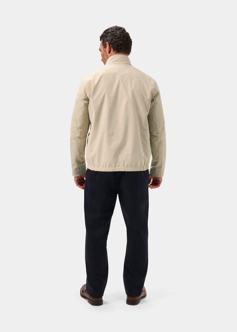 Men's Polyester Reversible Bomber Jacket in Beige & Navy